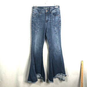 Grace In LA Jeans Womens 26 High Waist Bell Bottom Dark Wash Extreme Flare
